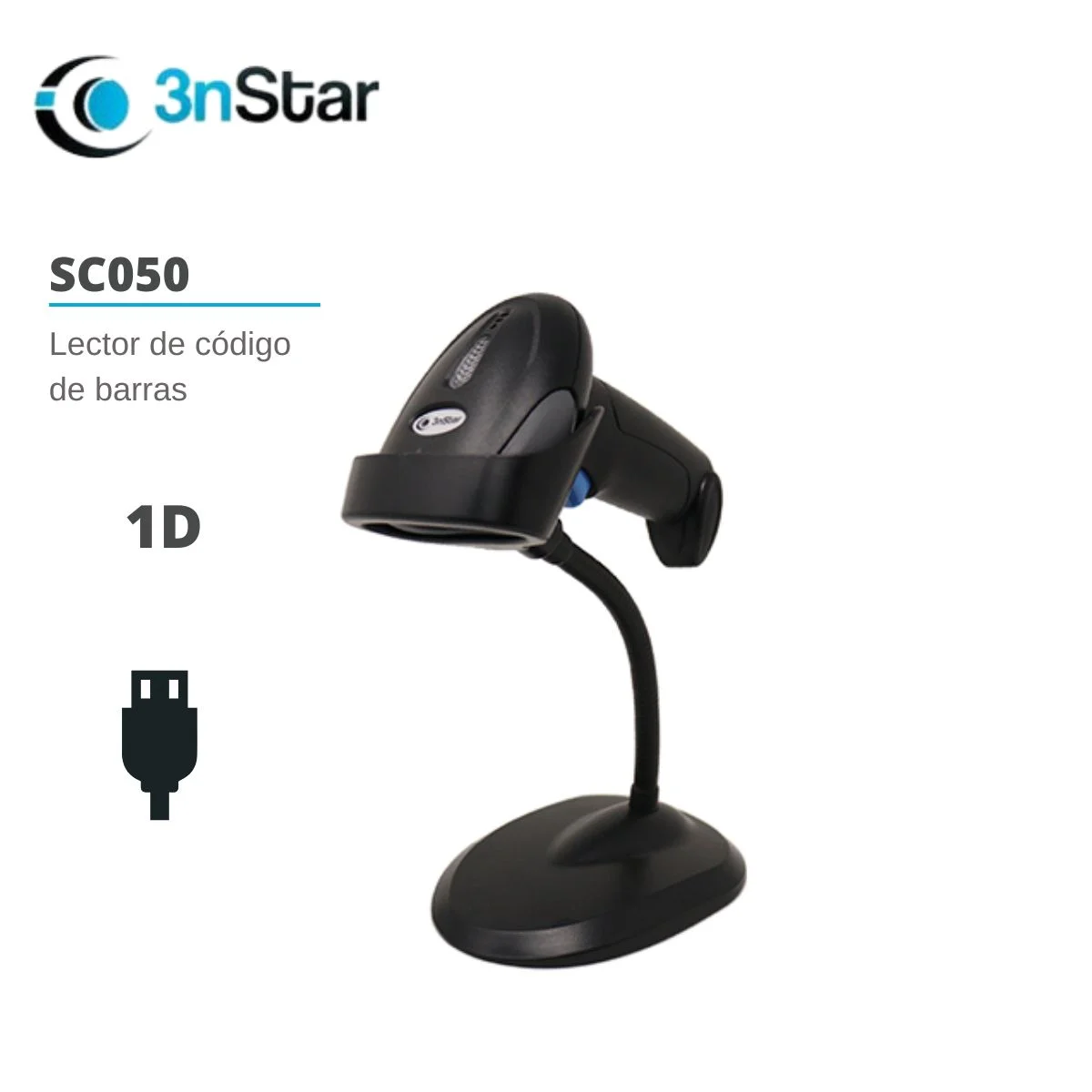 LECTOR CODIGO DE BARRAS 3nSTAR SC050 1D | USB |BASE