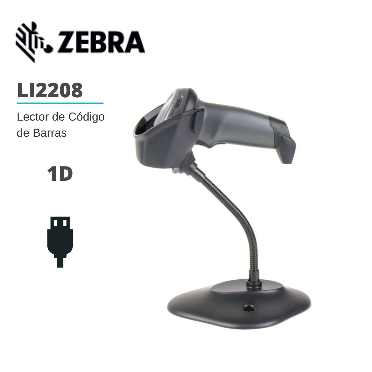 LECTOR CODIGO DE BARRAS ZEBRA LI2208 |1D |USB |IMAGER