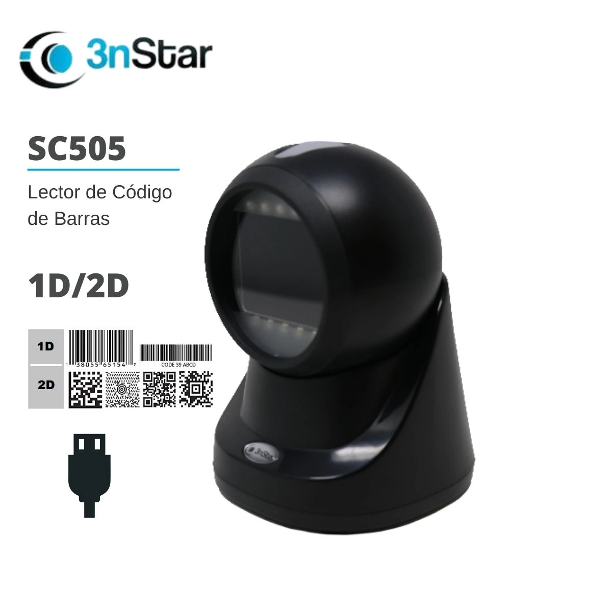 LECTOR CODIGO DE BARRAS 3nSTAR SC505 1D |2D |OMNI-DIREC.