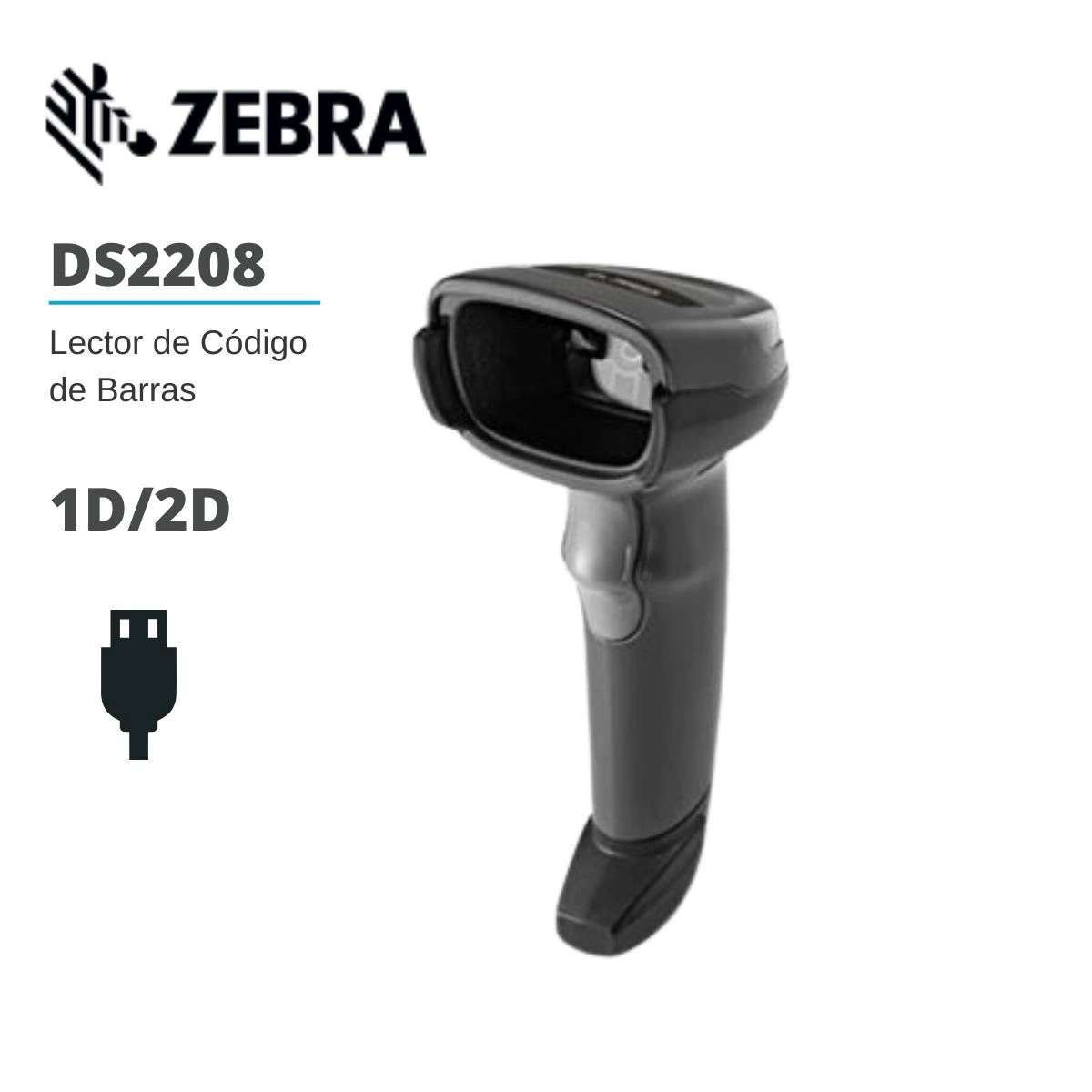 LECTOR CODIGO DE BARRAS ZEBRA DS2208 |1D |2D |PDF |QR